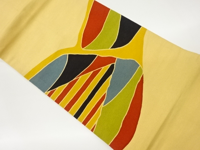 縮緬地抽象模様名古屋帯